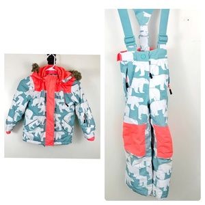 Mini Boden -Kids Snow Jacket & Snow Pants Set - Aqua and Coral